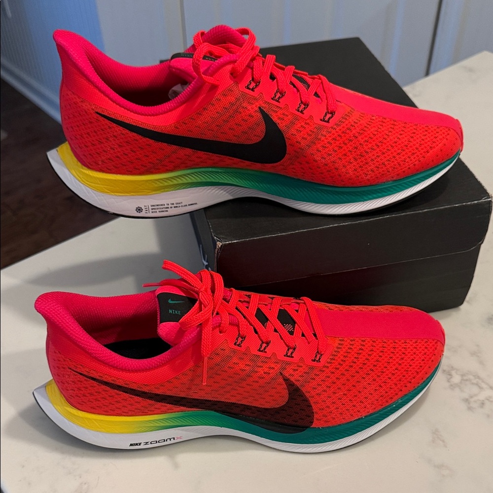 Nike Pink and Yellow Running Shoes